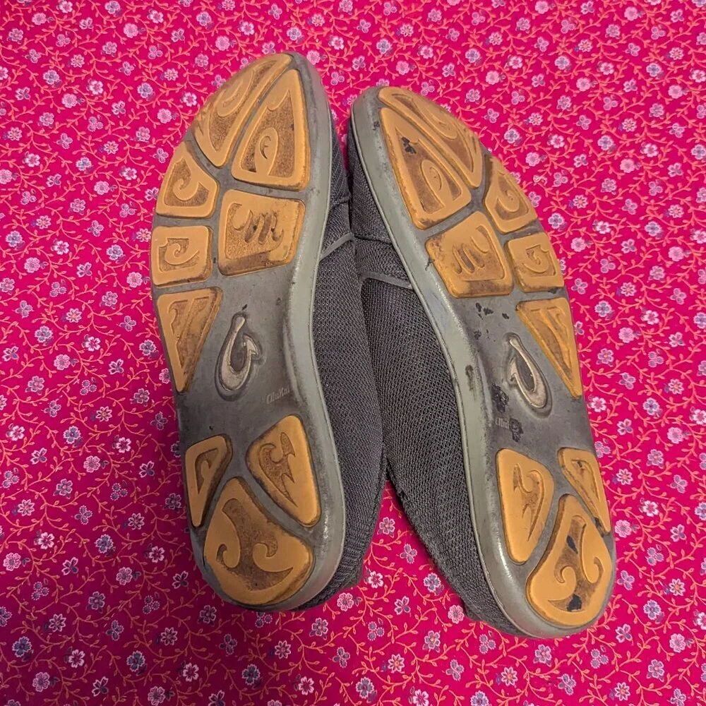 OluKai Nohea‎ Shoe Mesh Slip On Drop In Heel Fold In Dark Shadow Sneaker Size 10